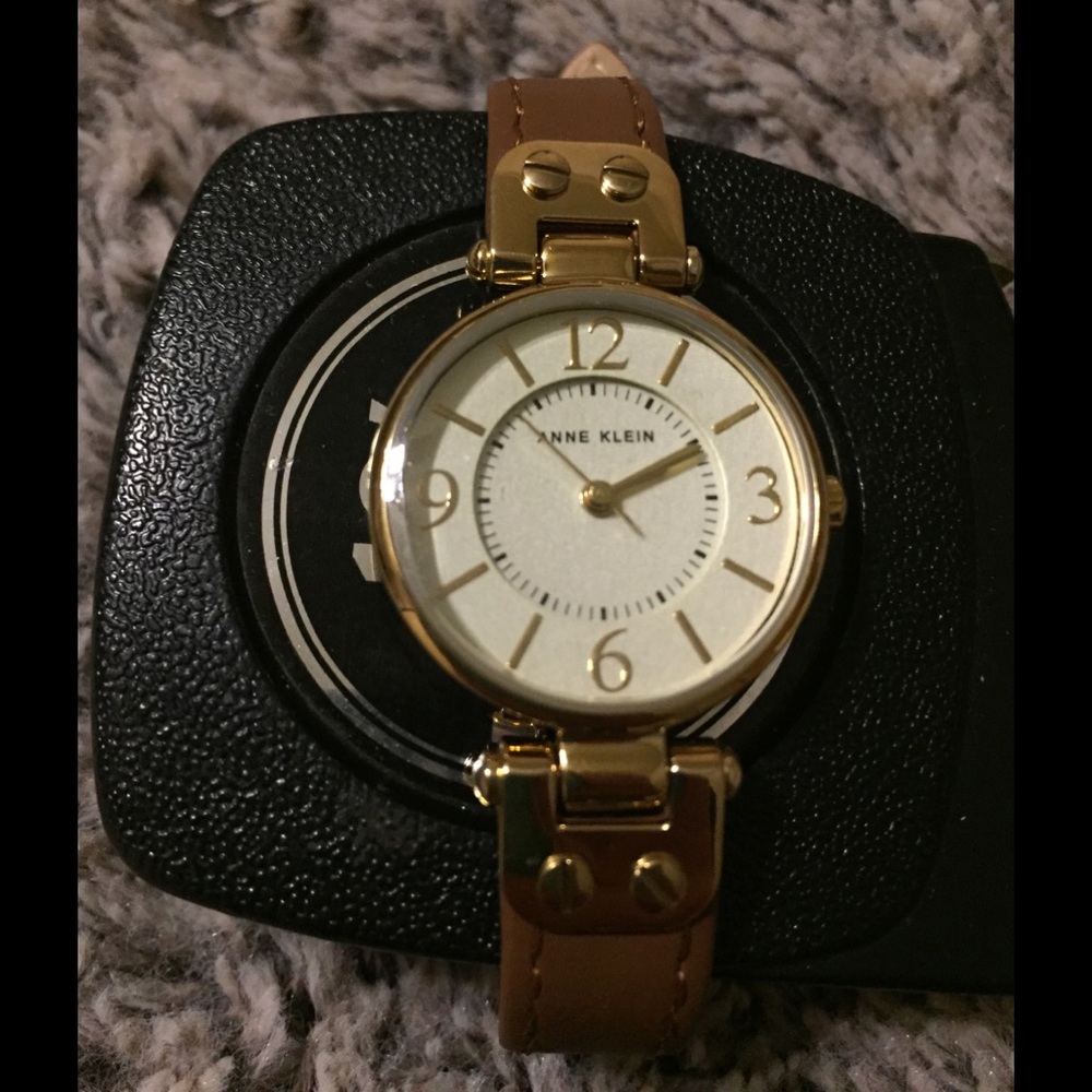 New Anne Klein brown leather watch